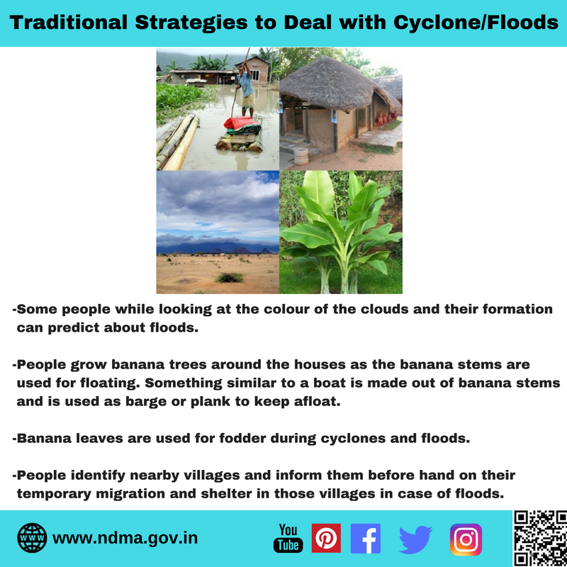 Traditional strategies to deal with cyclones/floods – safety techniques